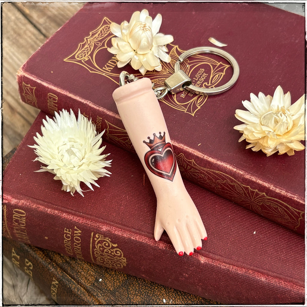 Porcelain Doll Arm Key Ring - Queen of Hearts