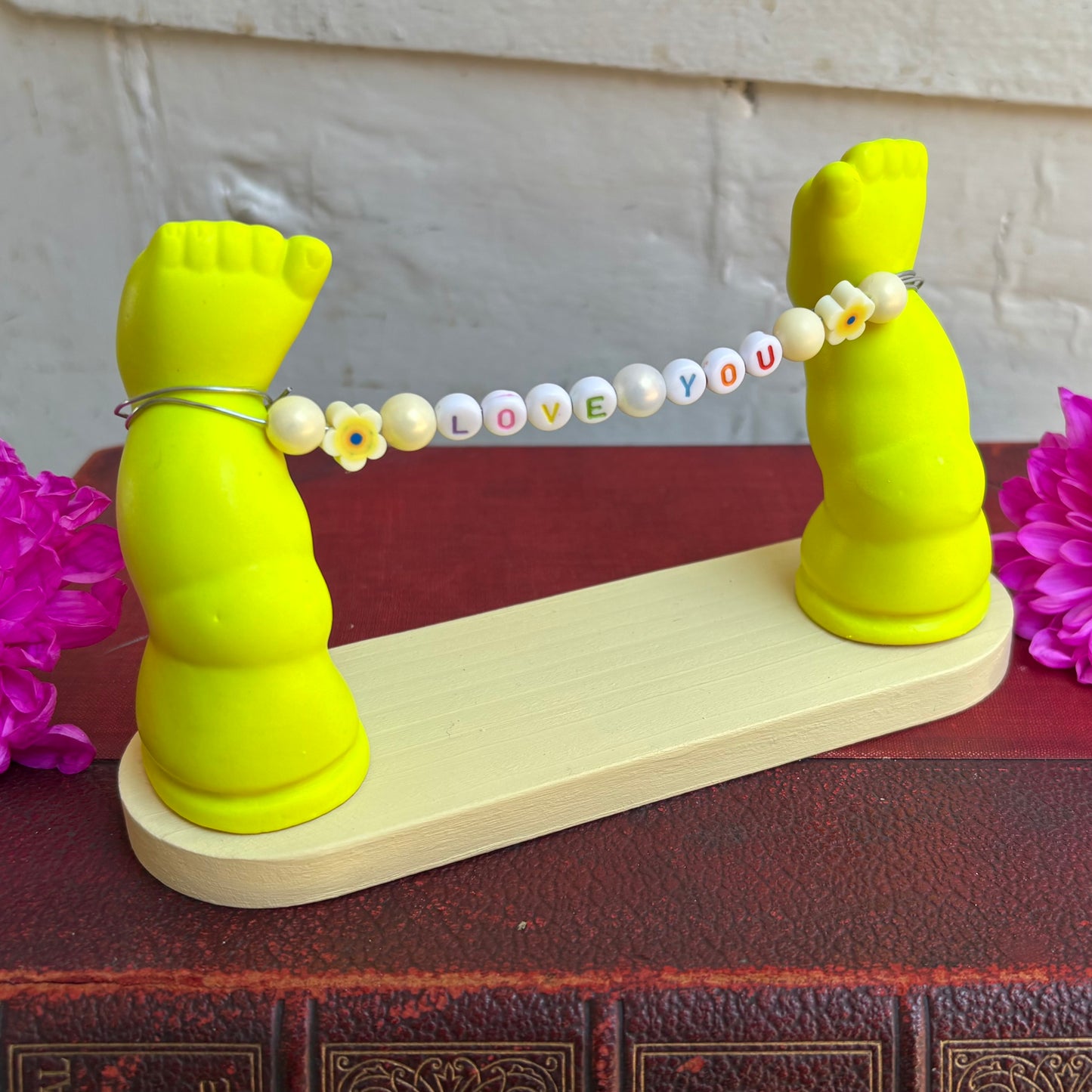 Medium Recycled Porcelain Doll Leg Sign Holder - Love You