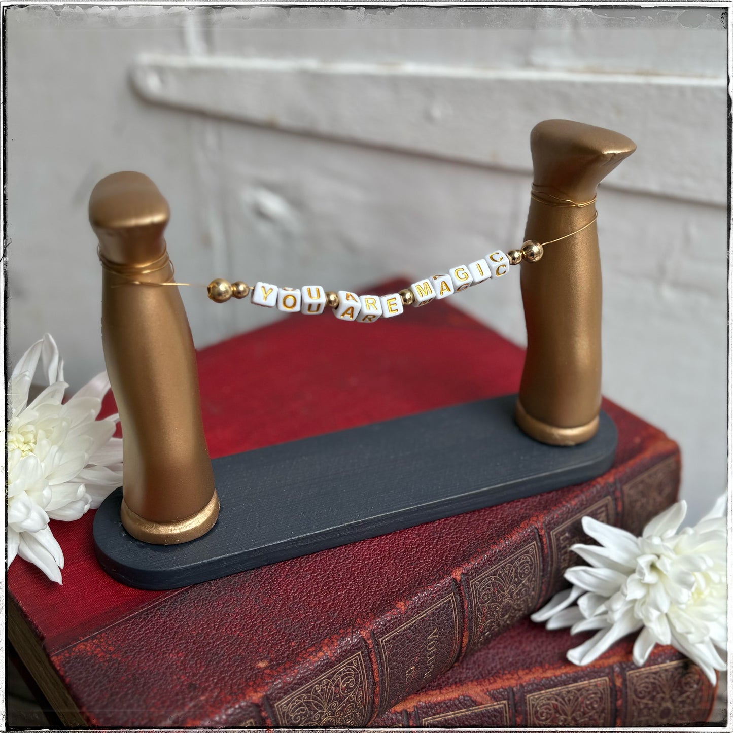 Large Recycled Porcelain Doll Leg Sign Holder - You Are Magic