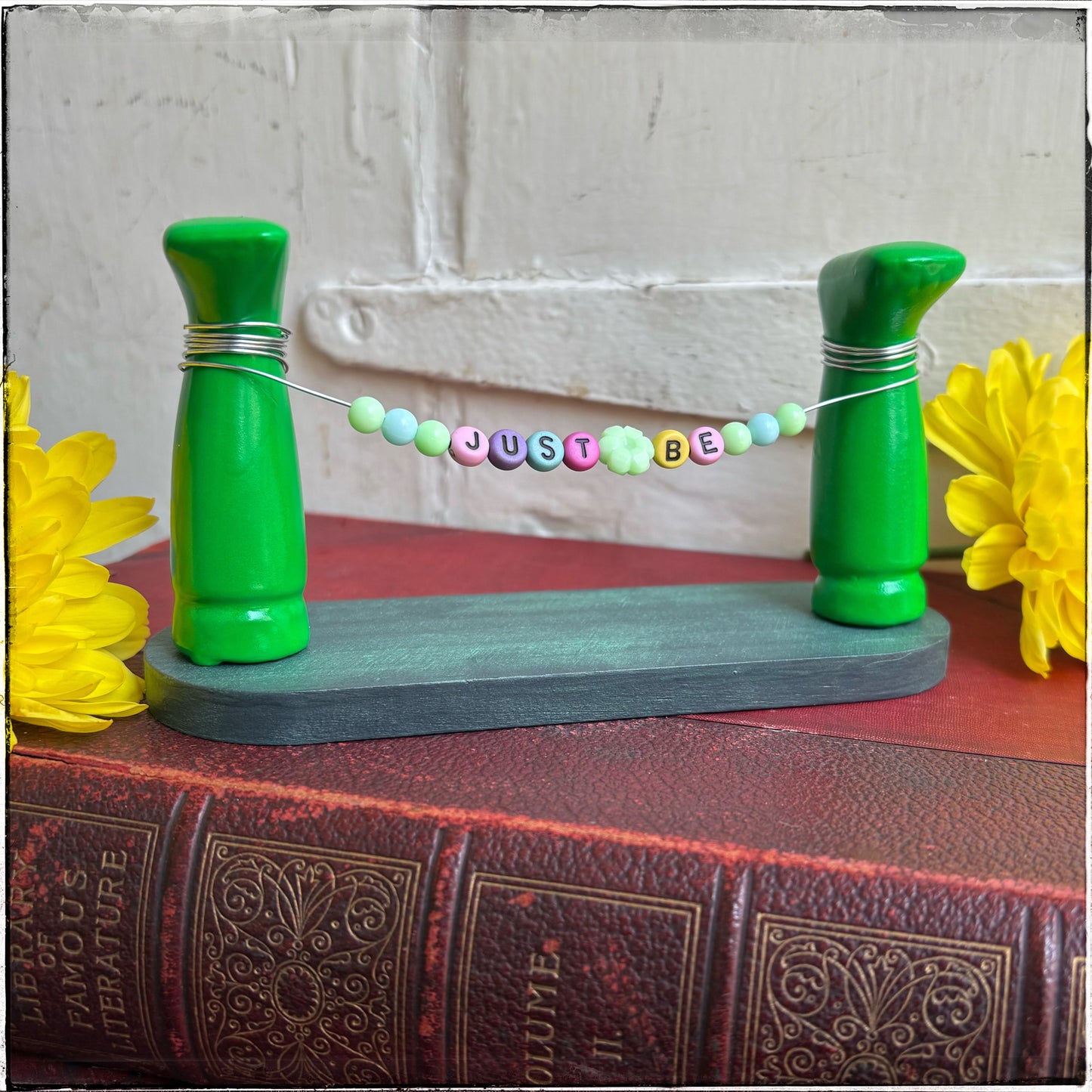 Medium Recycled Porcelain Doll Arm Sign Holder - Just Be