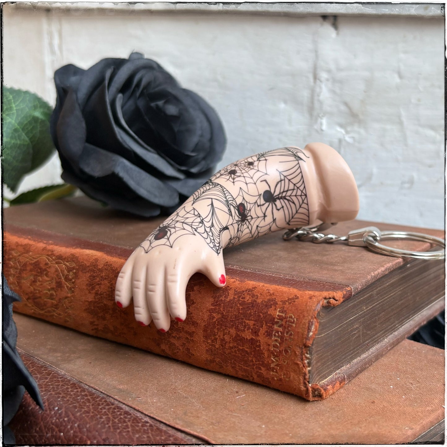 Large Doll Arm Key Ring - Spiderwebs