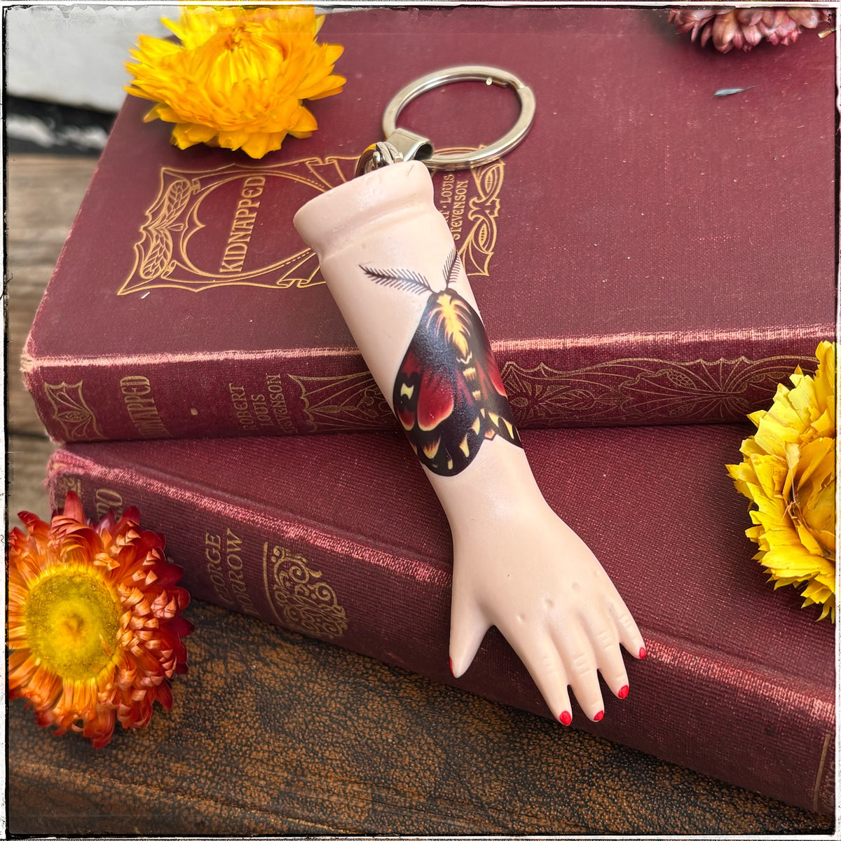 Porcelain Doll Arm Key Ring - Large Moth