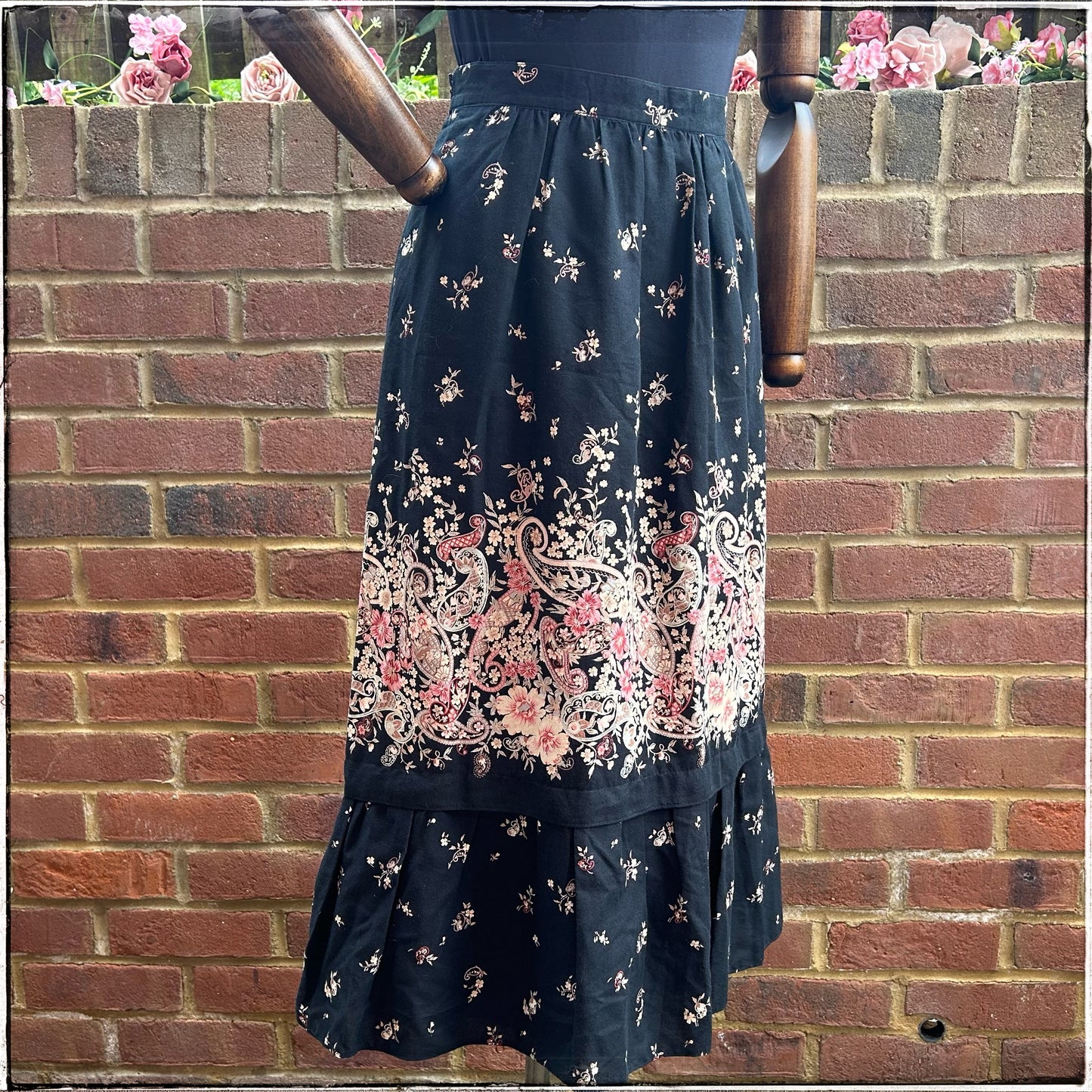 Vintage Floral Boho Midi Skirt