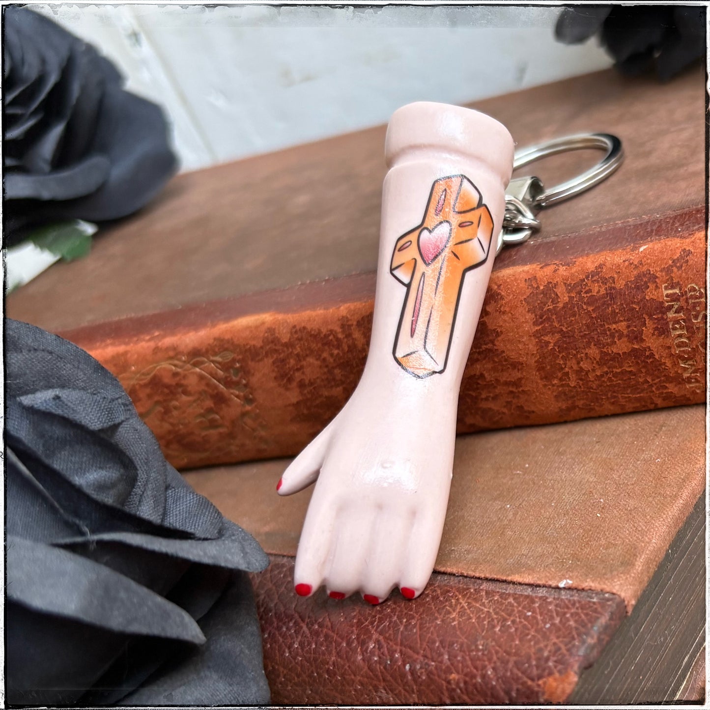 Doll Arm Key Ring - Gold Cross