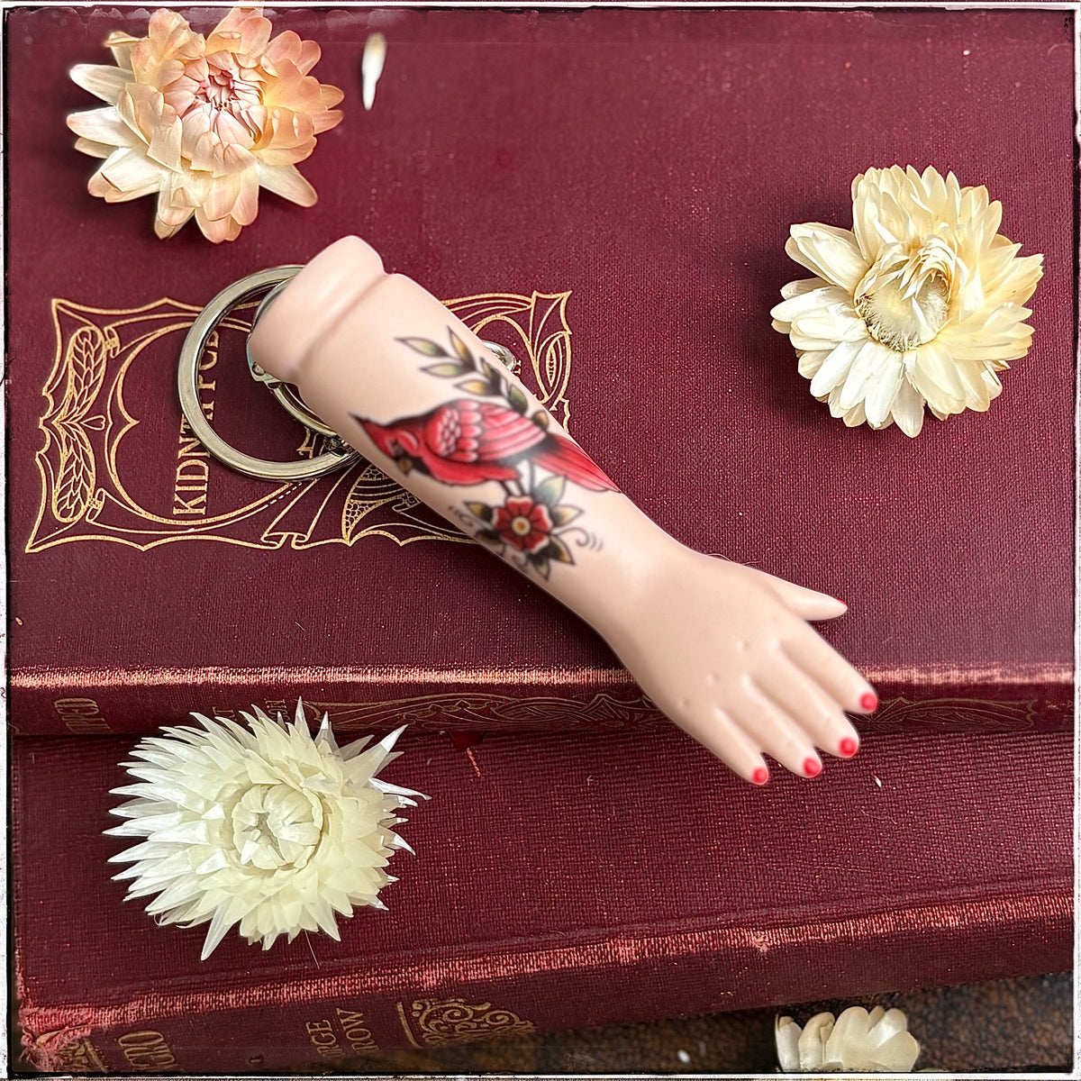 Porcelain Doll Arm Key Ring - Exotic Bird