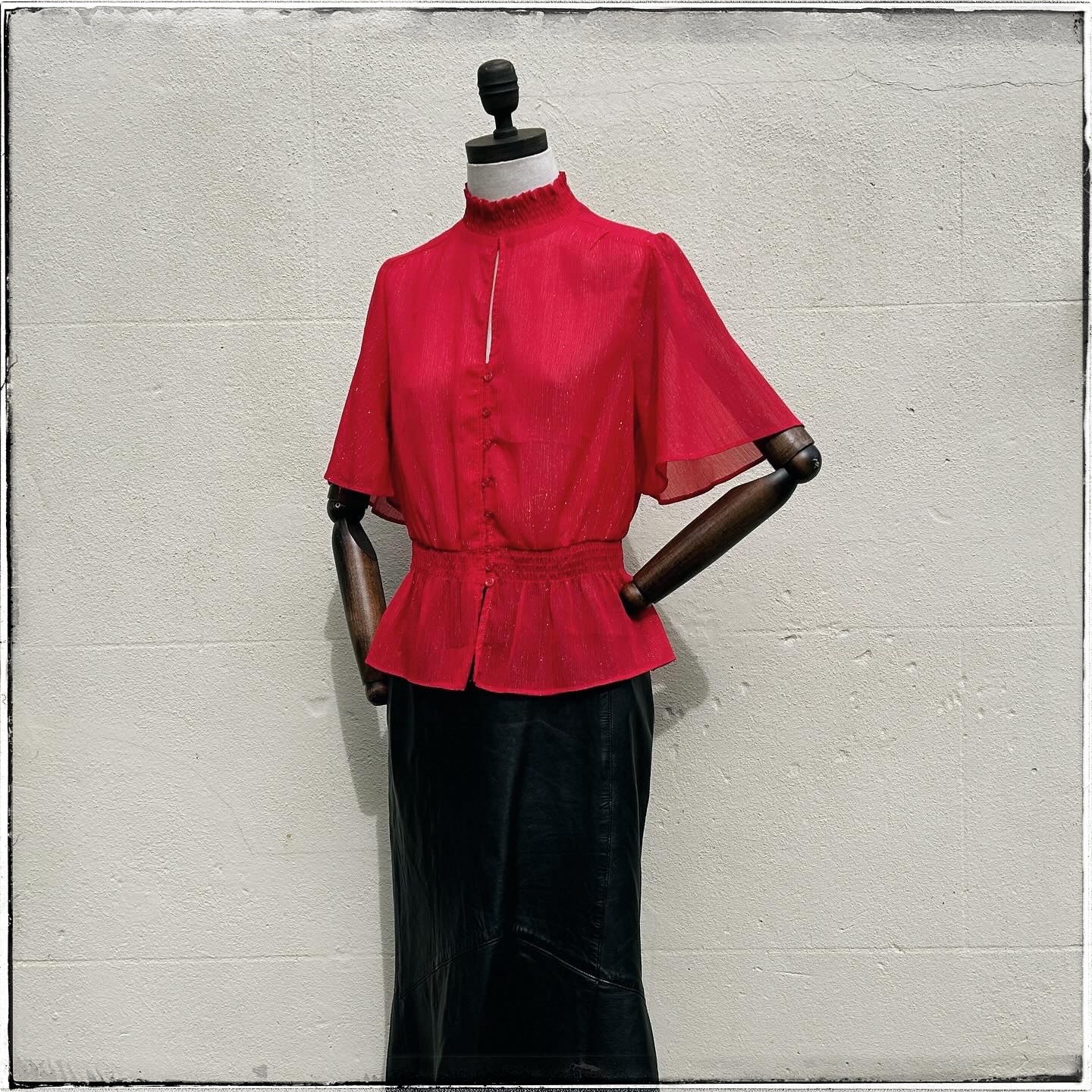 70s Red Angel Sleeve Blouse
