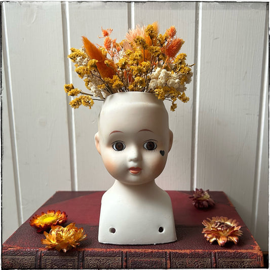 Vintage recycled porcelain doll head - Coral