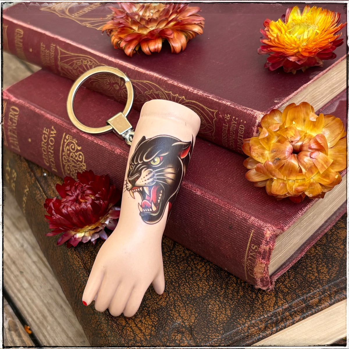 Porcelain Doll Arm Key Ring - Panther