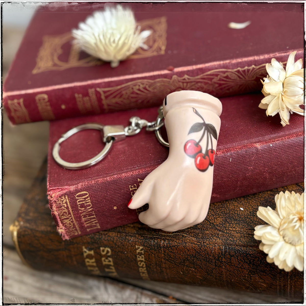 Porcelain Doll Arm Key Ring - Cherry