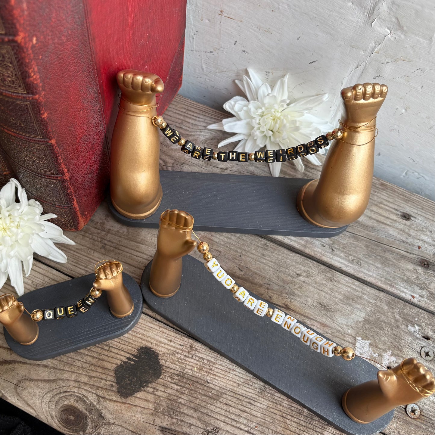 Large Recycled Porcelain Doll Arm Sign Holder - You Are Enough