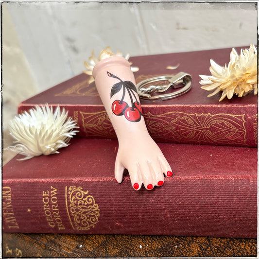 Porcelain Doll Arm Key Ring - Cherries