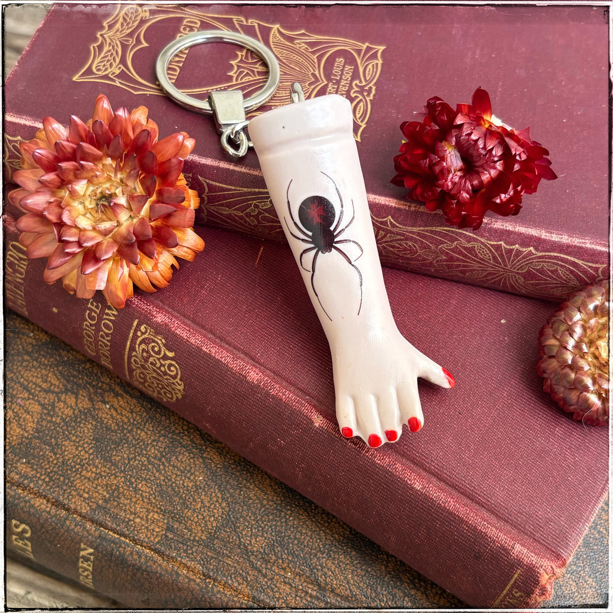 Porcelain Doll Arm Key Ring - Spider