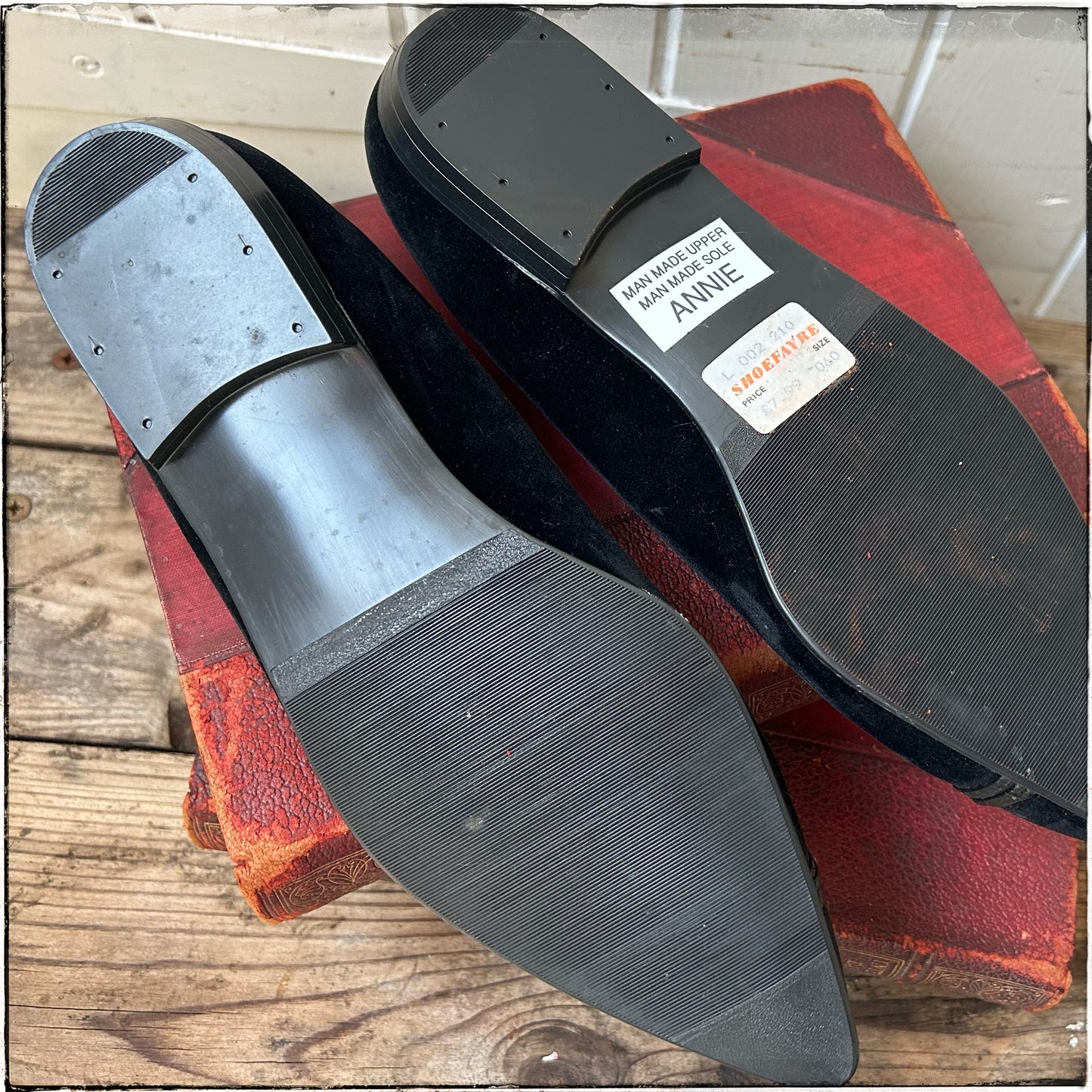 Vintage 80s Black Suede Leather Detail Flats