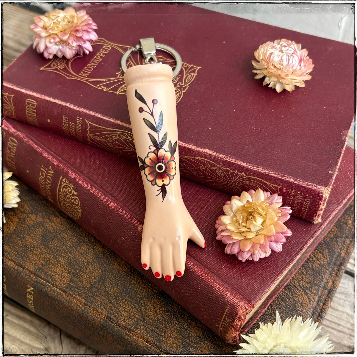 Porcelain Doll Arm Key Ring - Flower