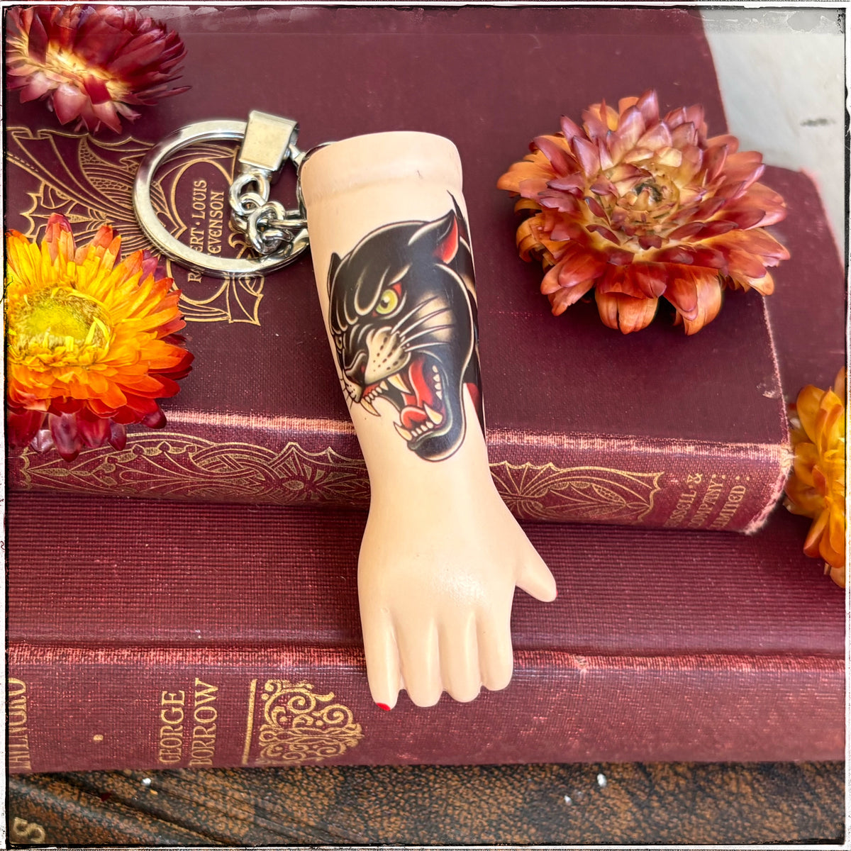 Porcelain Doll Arm Key Ring - Panther