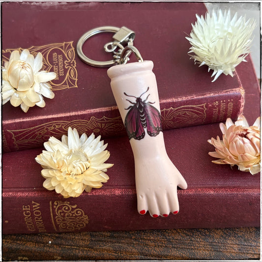 Porcelain Doll Arm Key Ring - Purple Moth