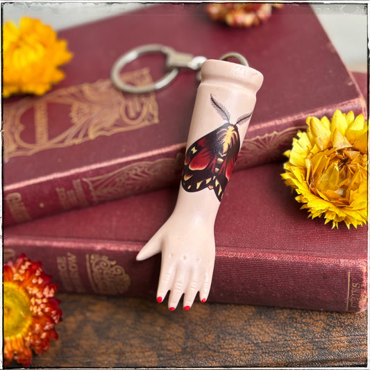 Porcelain Doll Arm Key Ring - Large Moth