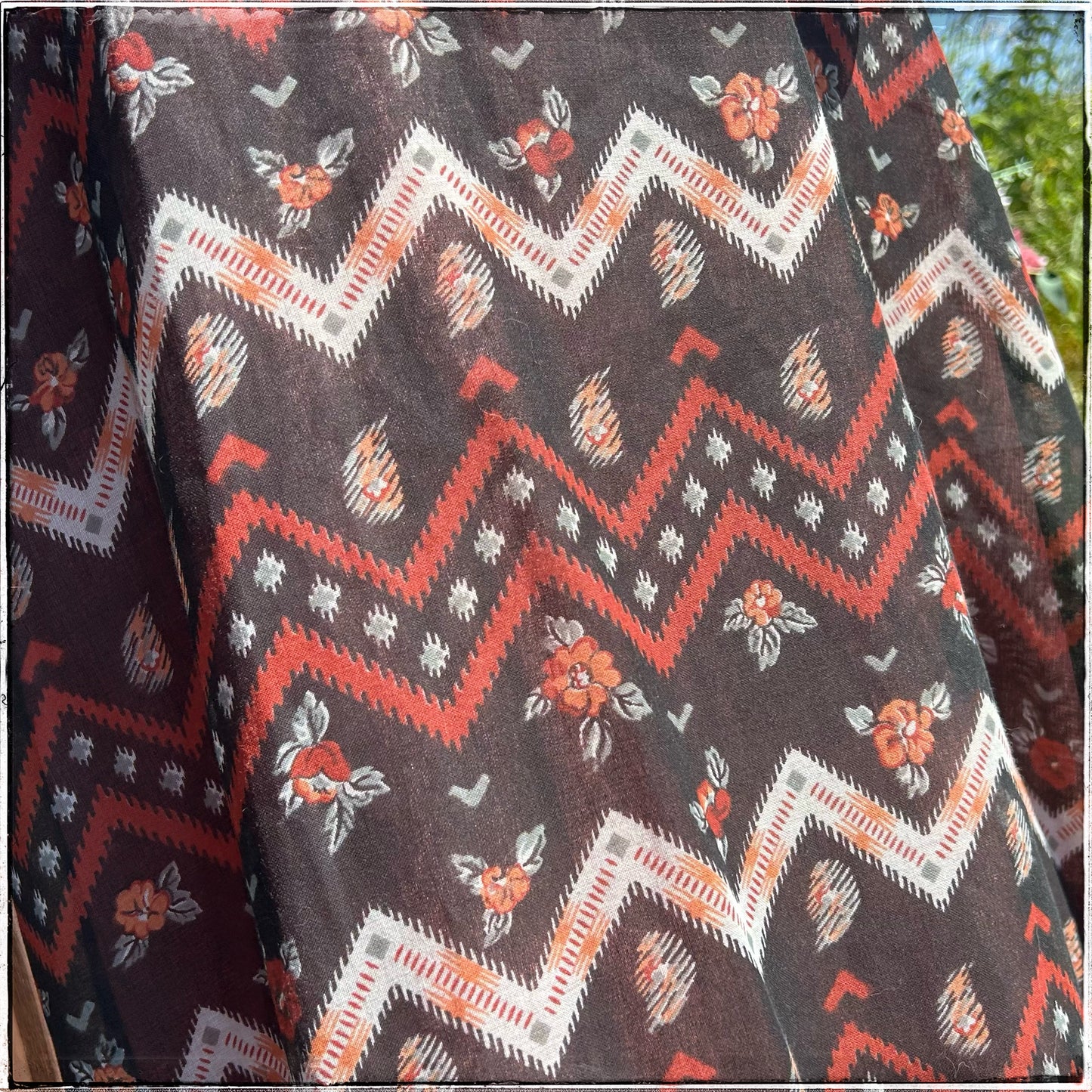 70s Vintage Geometric Print Maxi Dress