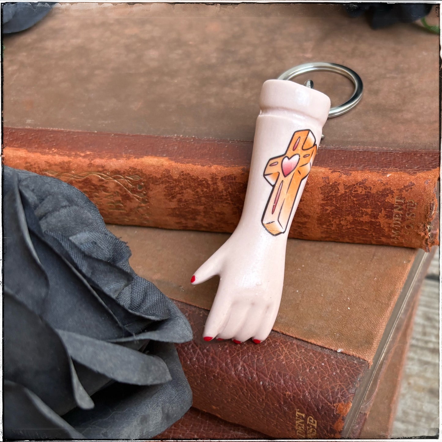 Doll Arm Key Ring - Gold Cross