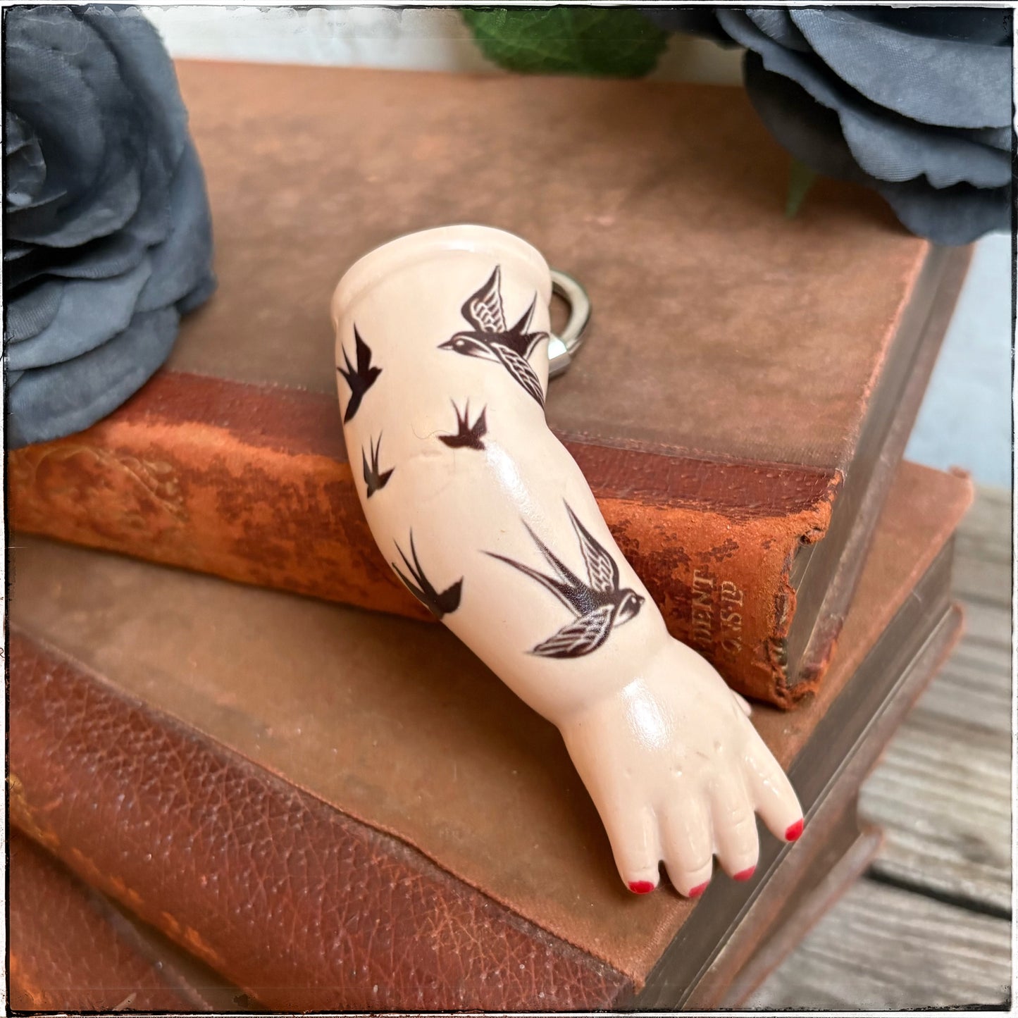 Large Doll Arm Key Ring - Swallows