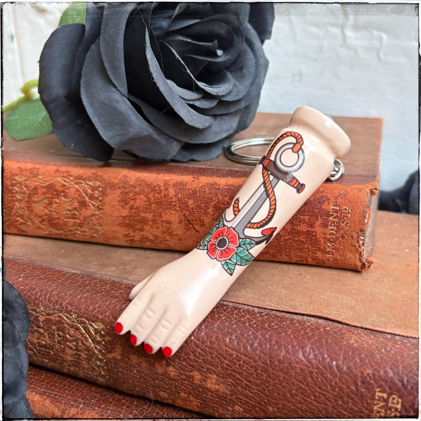 Doll Arm Key Ring - Rose & Anchor