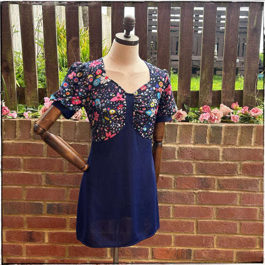Vintage 60s Floral Sparkly Mini Dress
