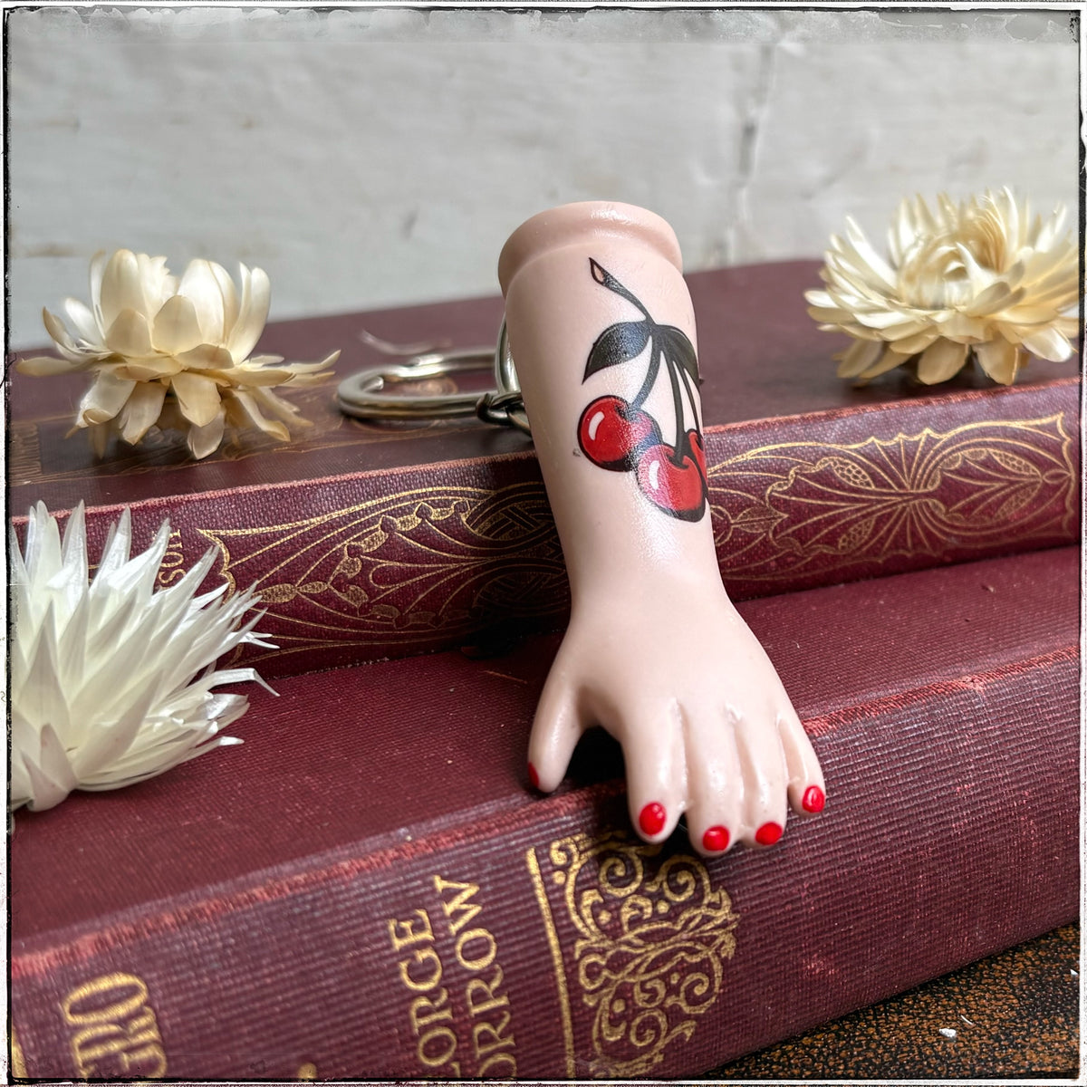 Porcelain Doll Arm Key Ring - Cherries