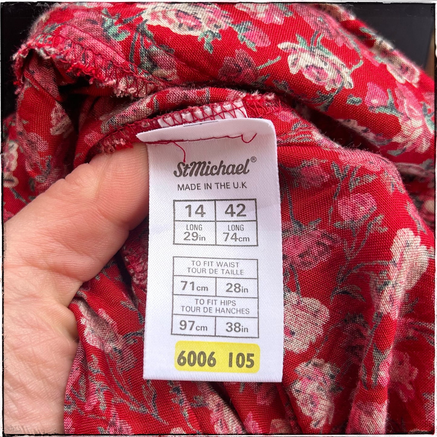 Vintage St Michael Rose Print Midi Skirt