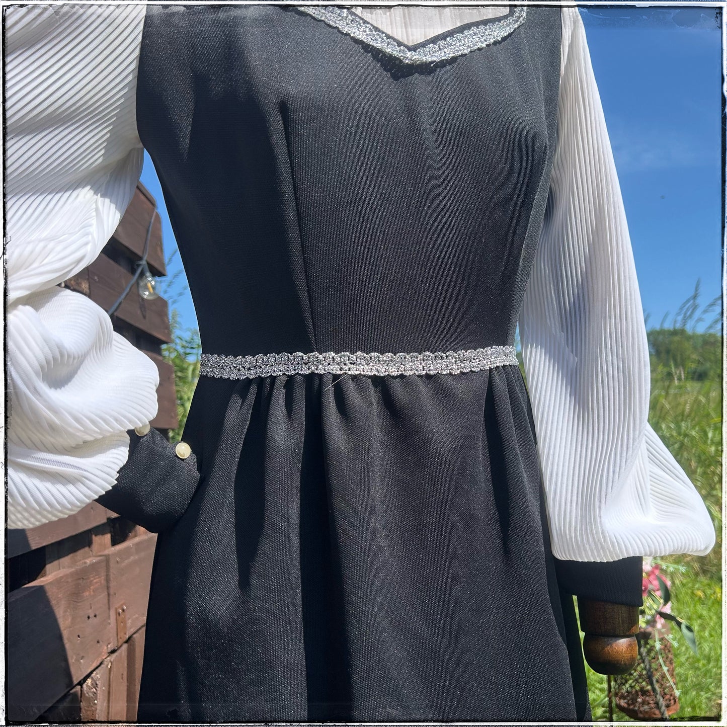 Vintage 70s Black Prairie Maxi Dress