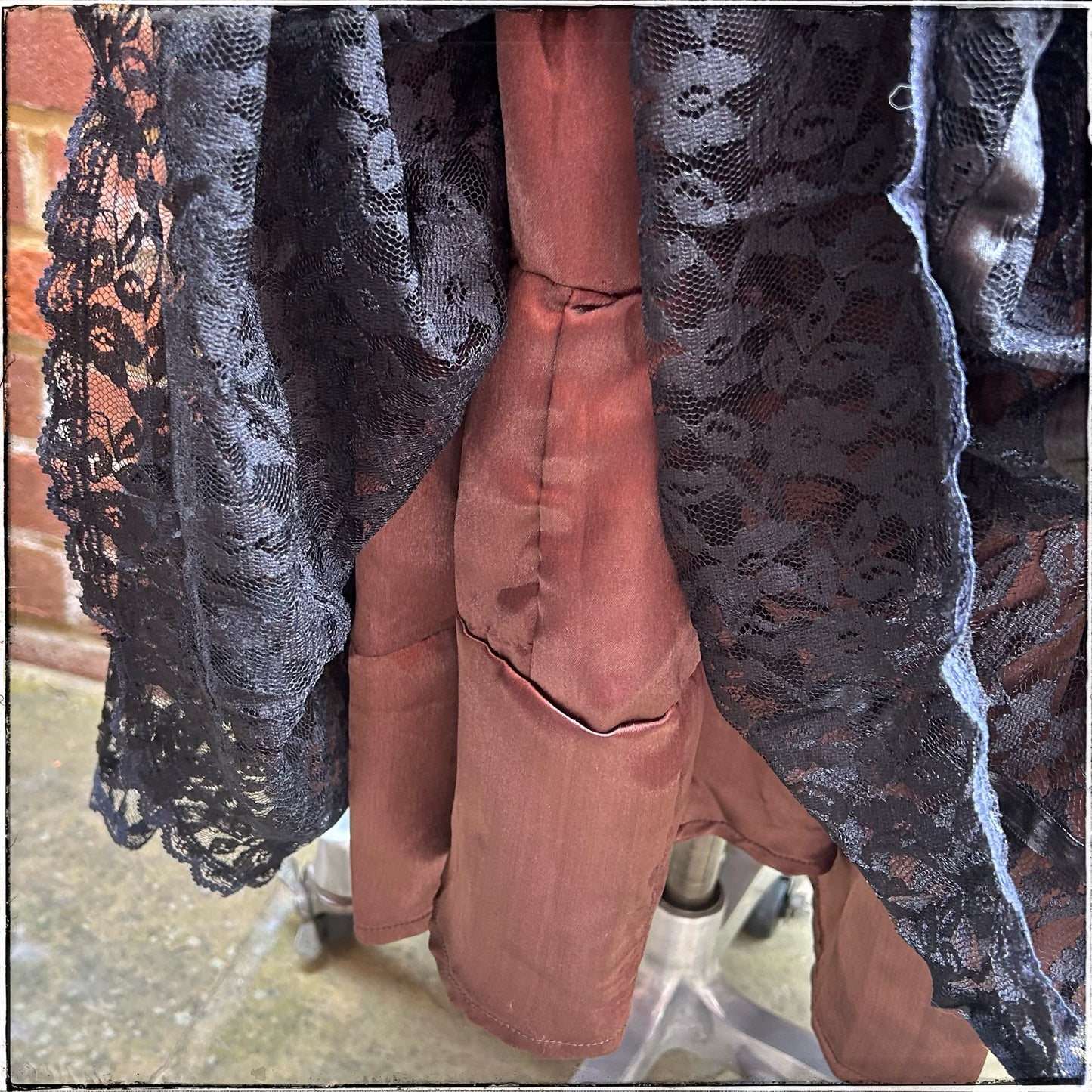 Vintage Fully Lined Black Lace Boho Maxi Skirt