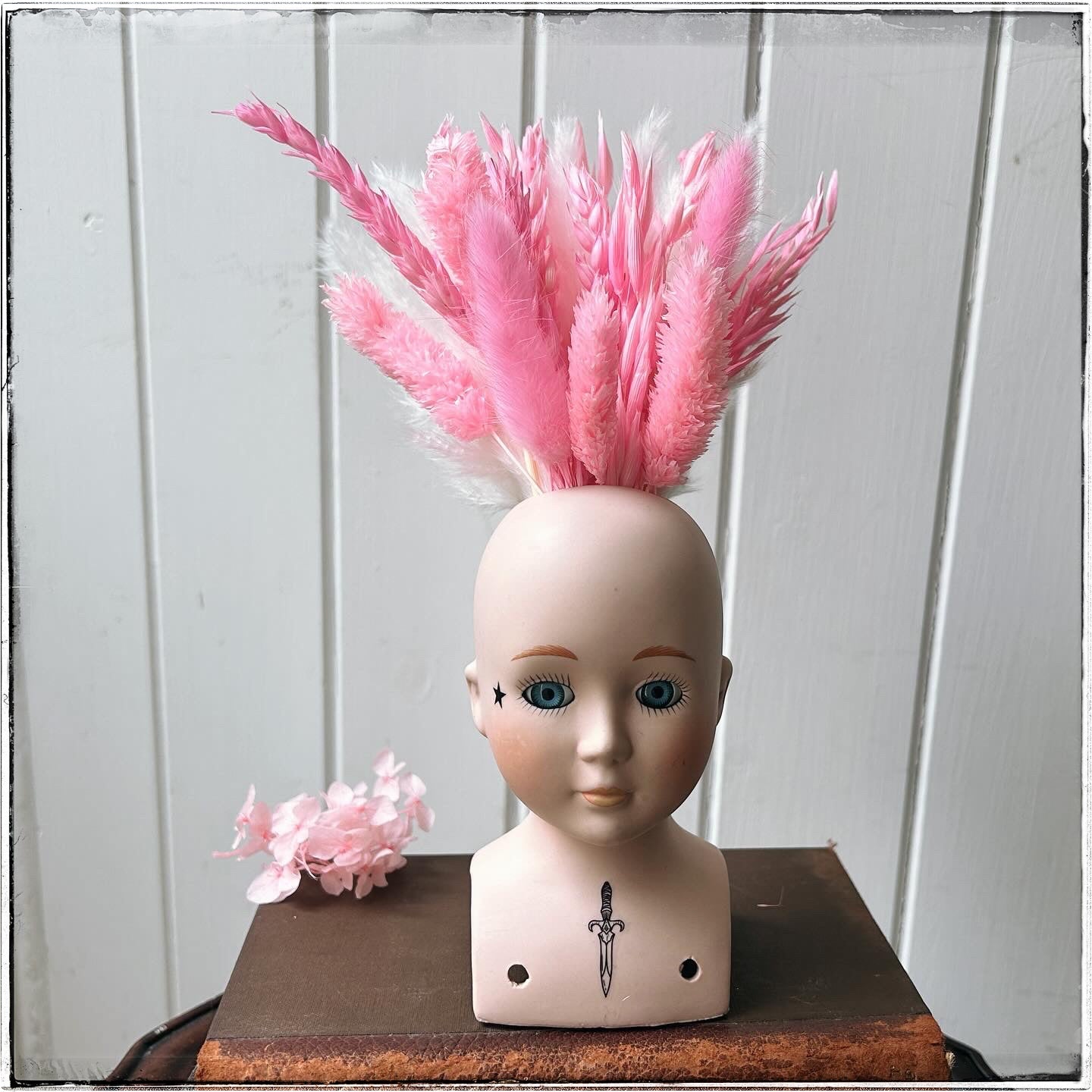 Vintage recycled porcelain doll head - Heather Face on