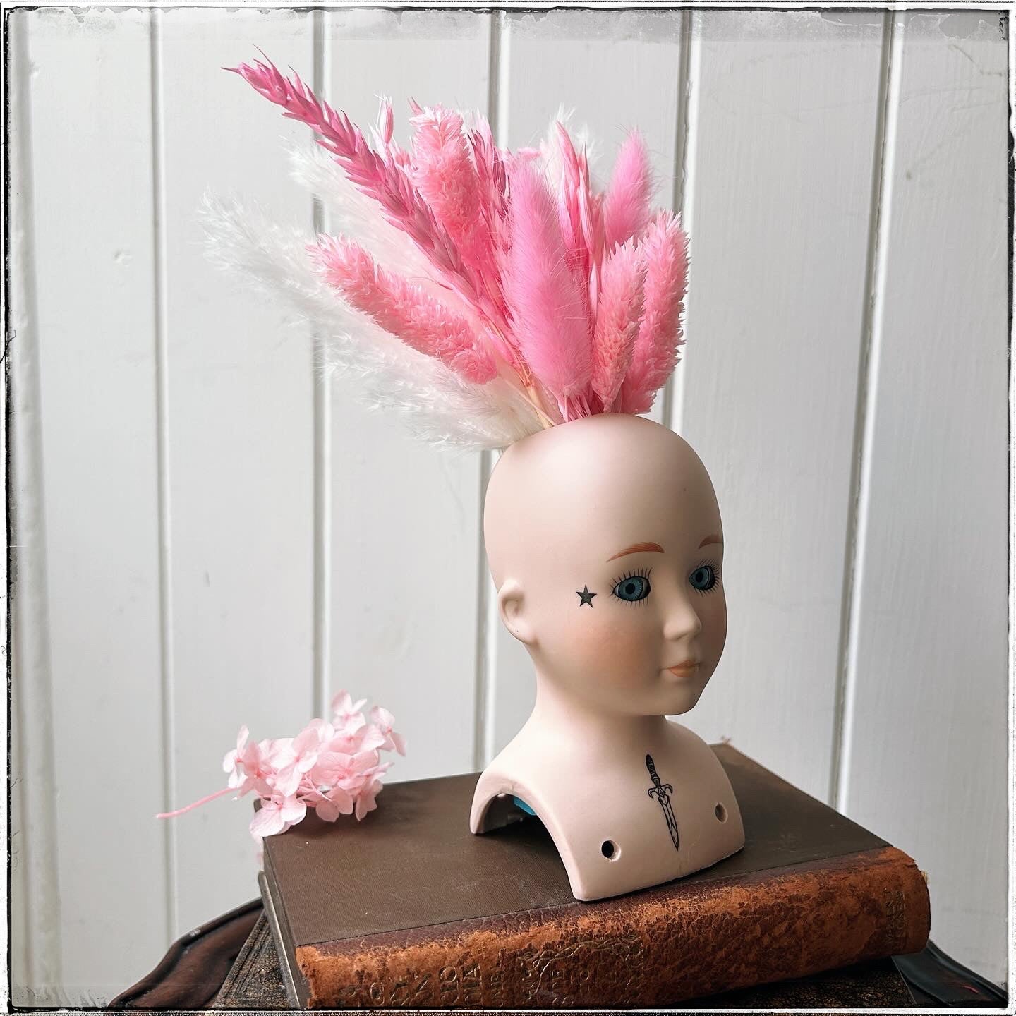 Vintage recycled porcelain doll head - Heather Side Face