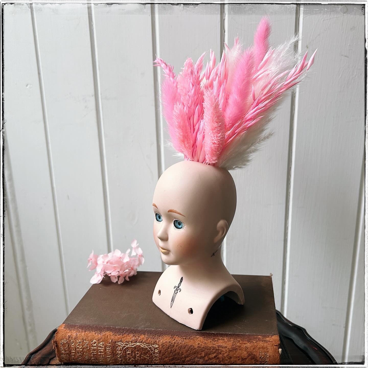 Vintage recycled porcelain doll head - Heather Side B