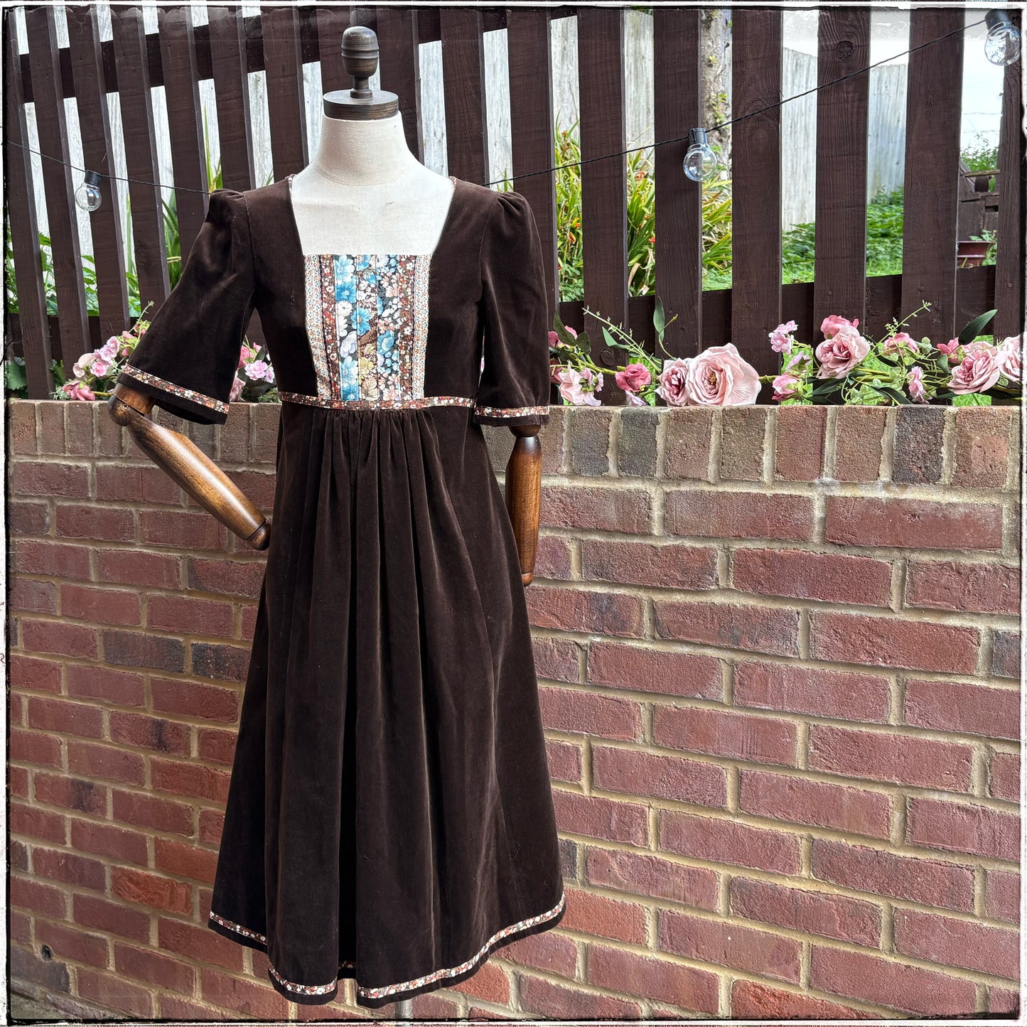 Vintage 70s Janet Owen Velvet Midi Dress