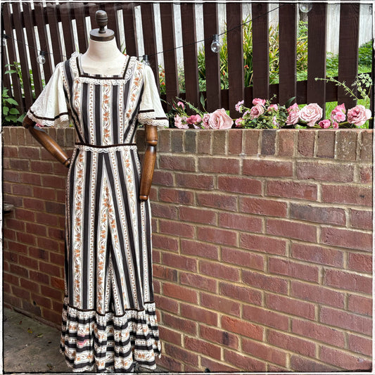 Vintage 70s Floral Prairie Maxi Dress