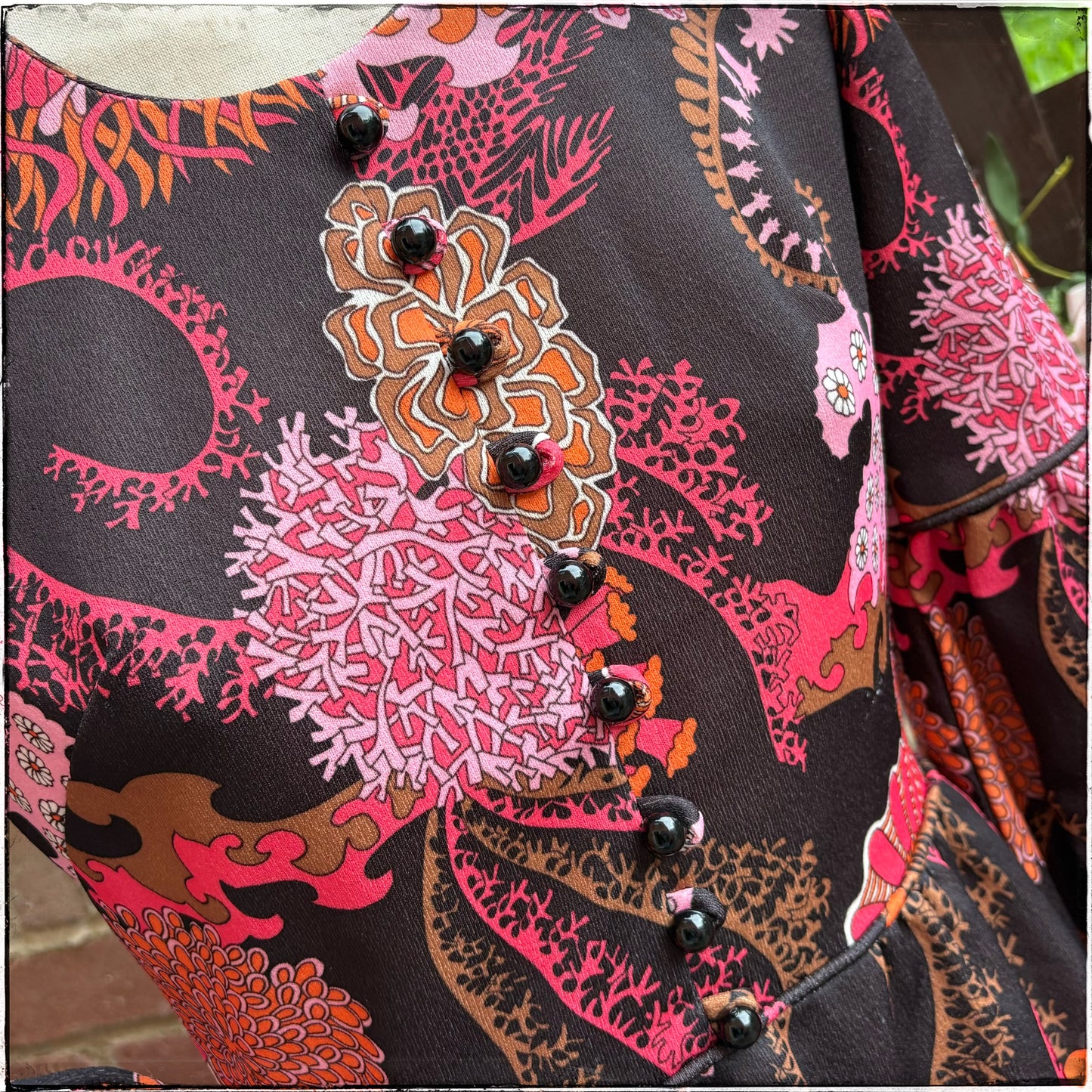 Vintage 60s Psychedelic Trumpet Sleeve Mini Dress