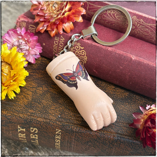 Porcelain Doll Arm Key Ring - Chunky Moth