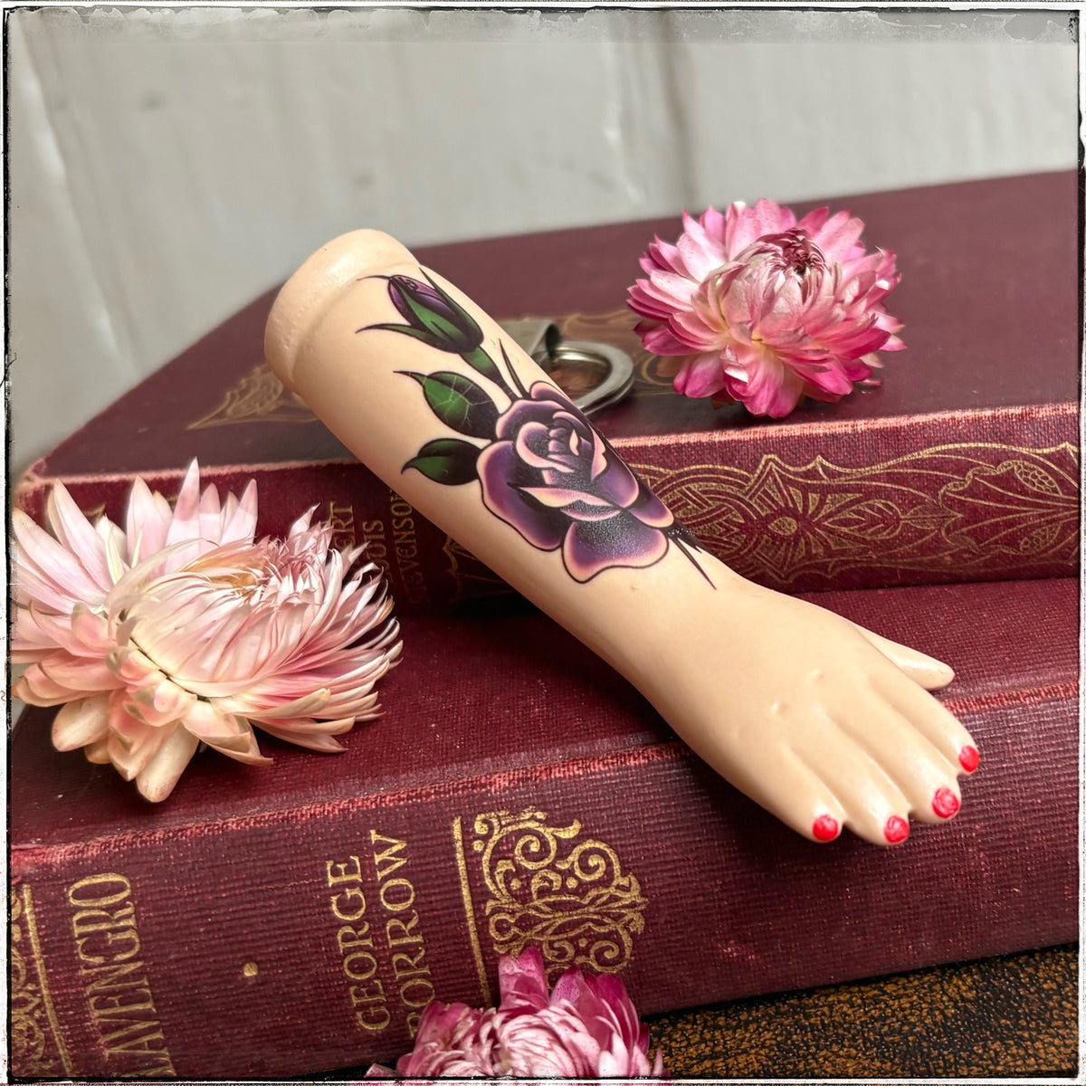 Porcelain Doll Arm Key Ring - Purple Rose