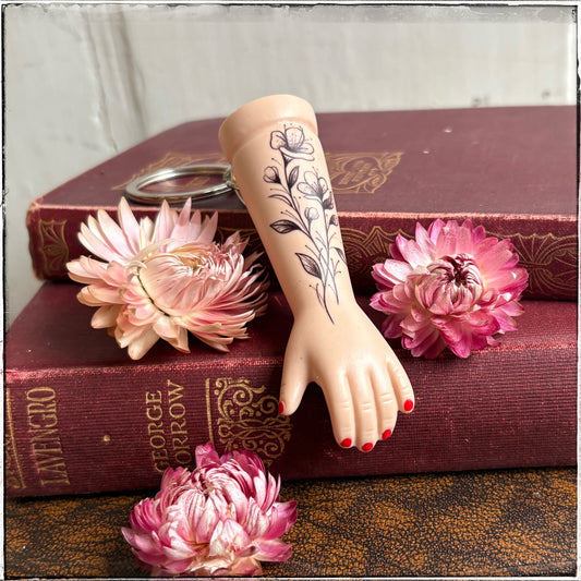 Porcelain Doll Arm Key Ring - Wildflowers