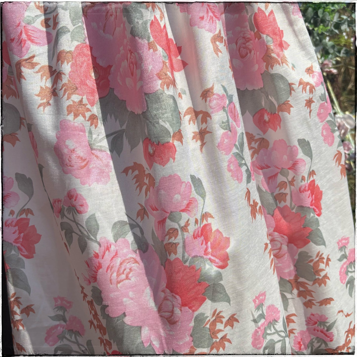 Vintage 80s Rose Print Midi Skirt