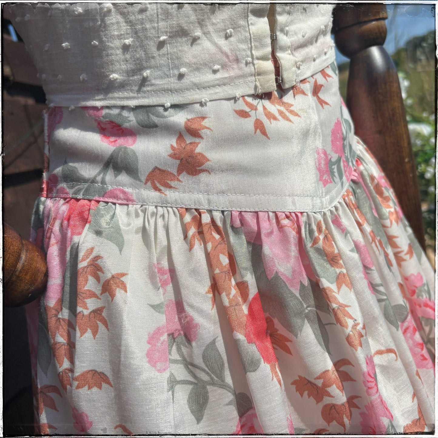 Vintage 80s Rose Print Midi Skirt
