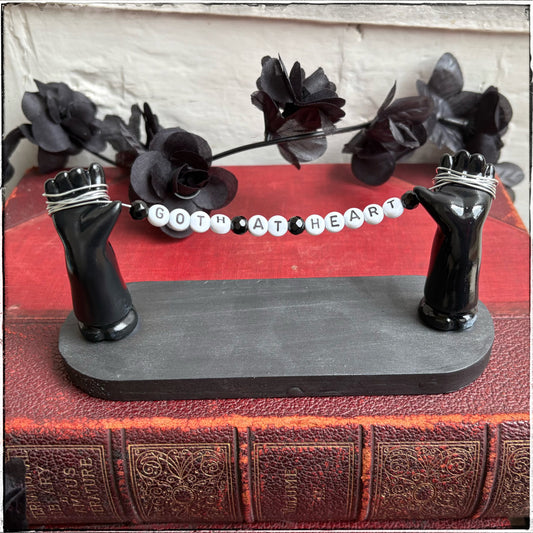 Medium Recycled Porcelain Doll Arm Sign Holder - Goth at Heart