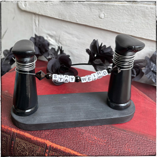 Medium Recycled Porcelain Doll Leg Sign Holder - Stay Weird