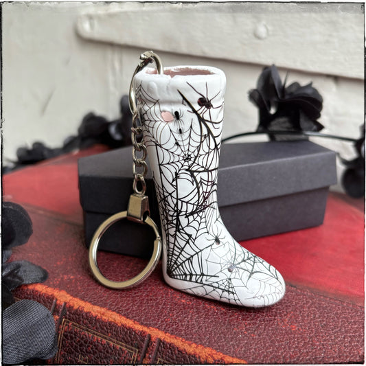 Doll Leg Key Ring - White Spiderwebs
