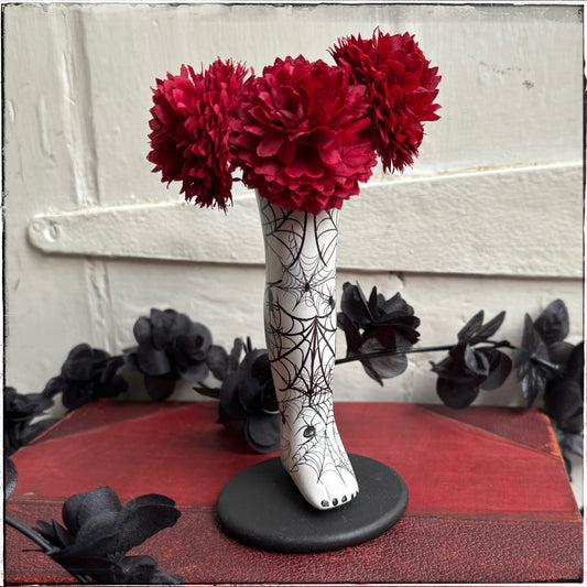 Small Doll Leg Vase - White Spiderwebs