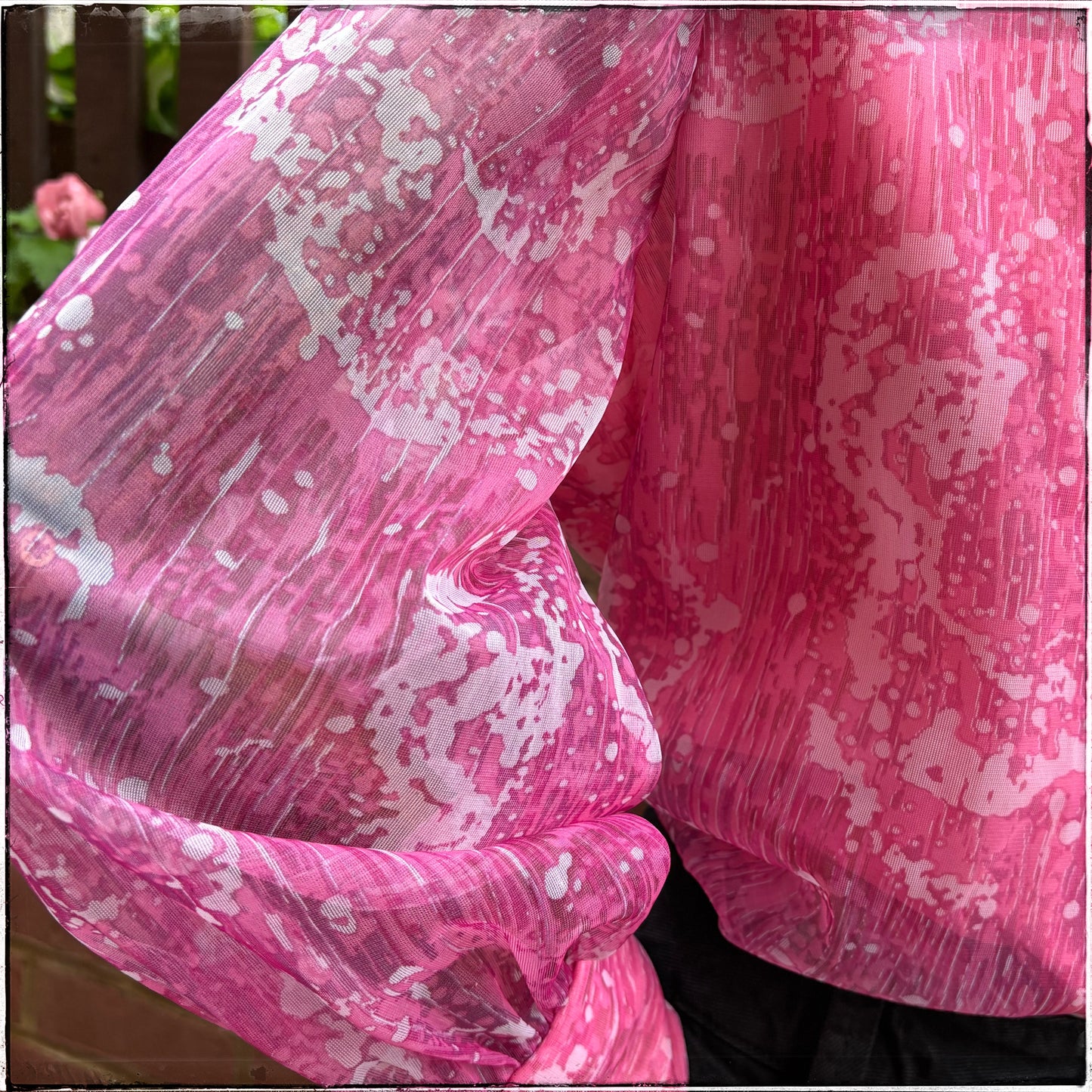 Vintage St Michael Pink Marble Pussy Bow Blouse