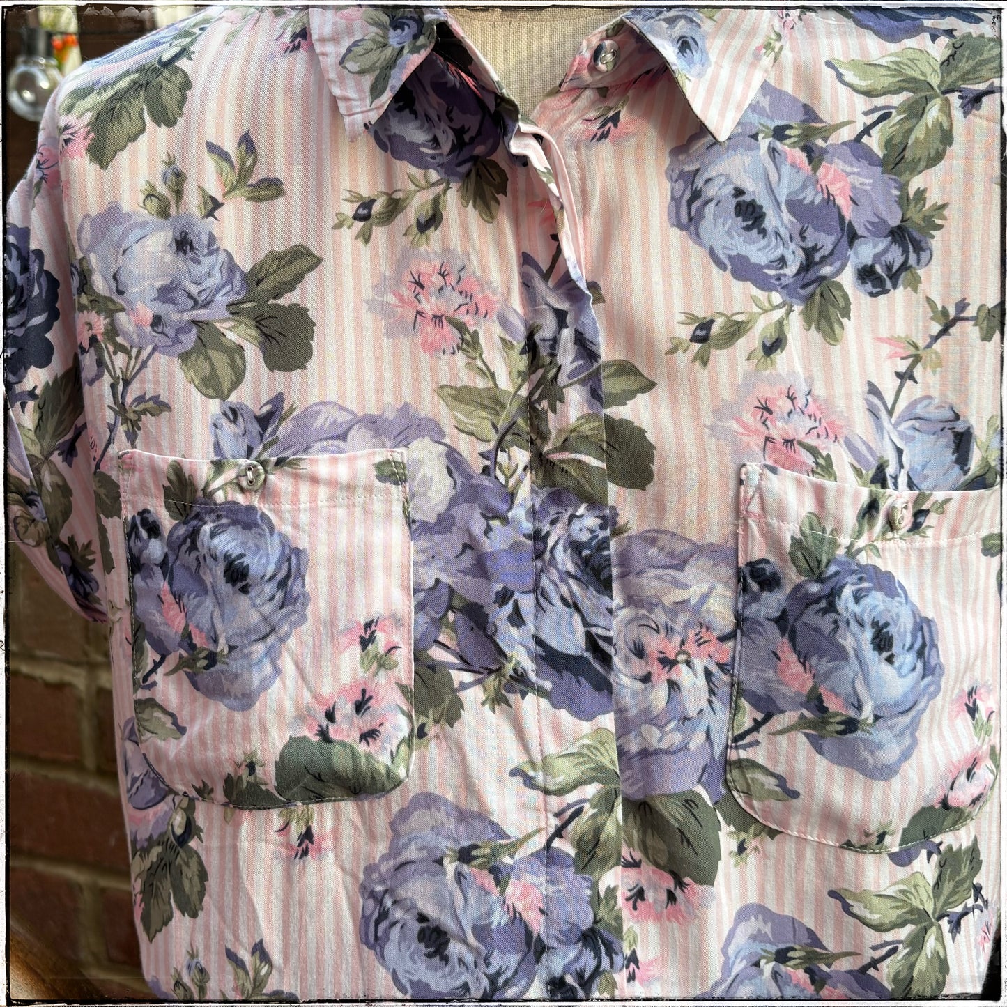 Vintage Style Oasis Stripe Floral Blouse