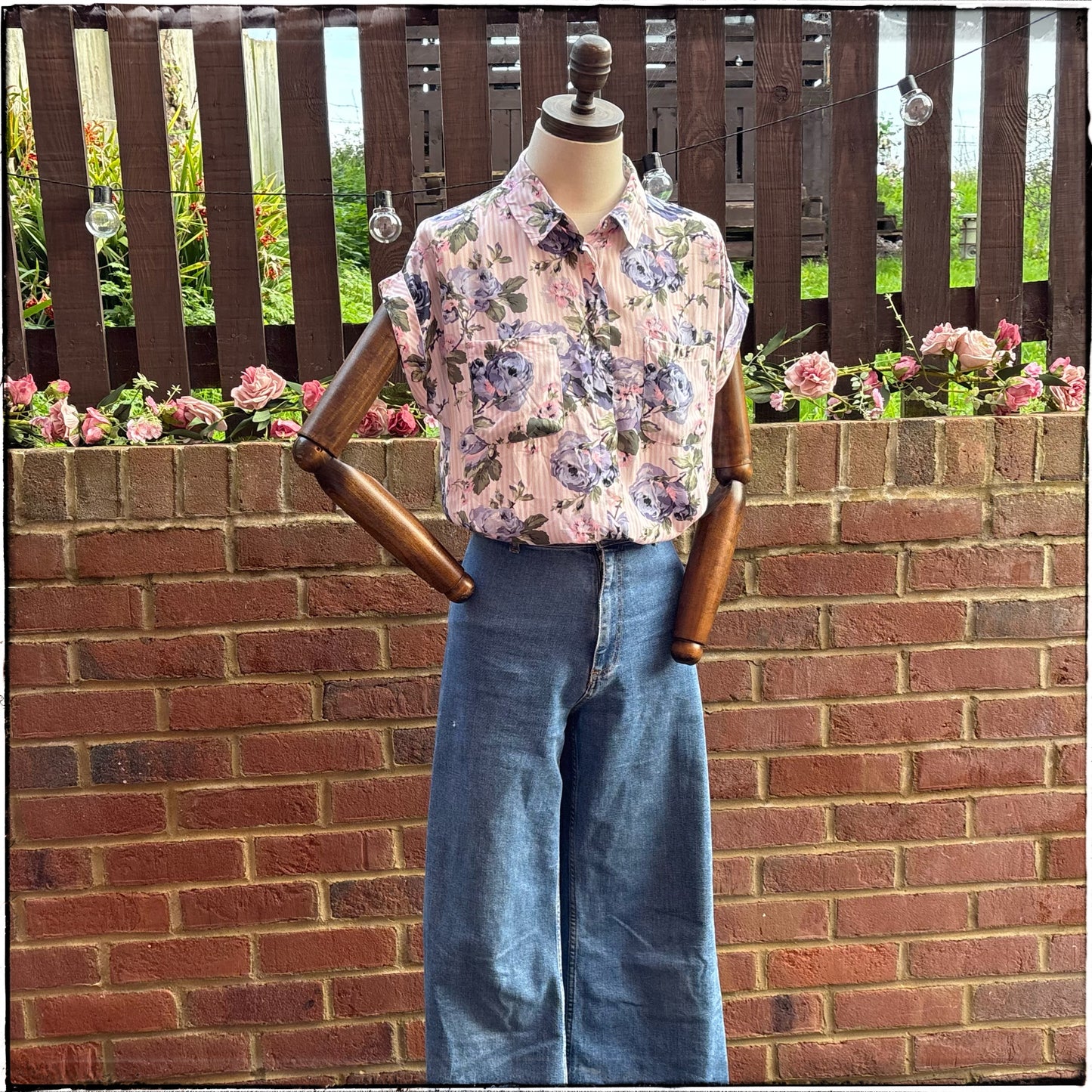 Vintage Style Oasis Stripe Floral Blouse