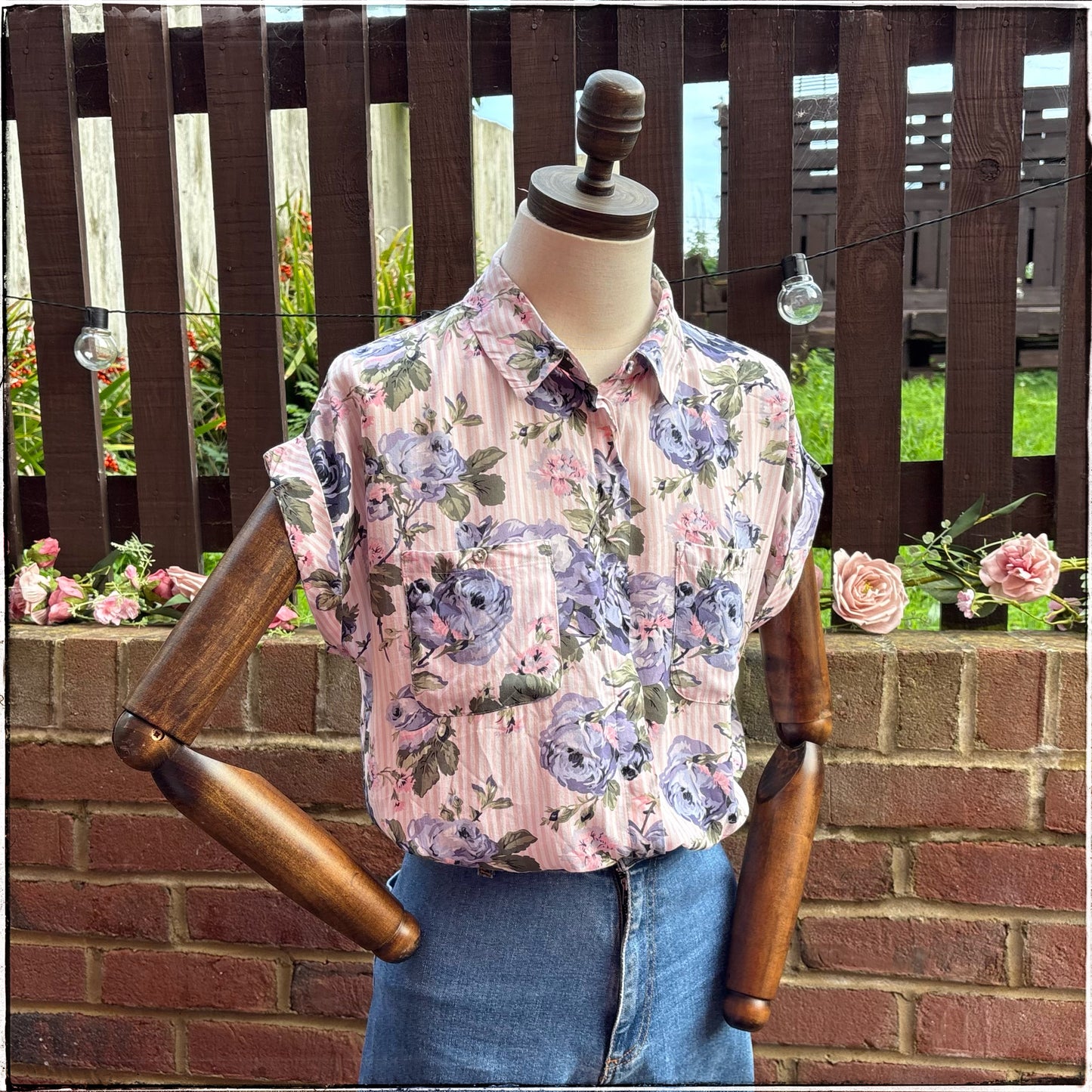 Vintage Style Oasis Stripe Floral Blouse