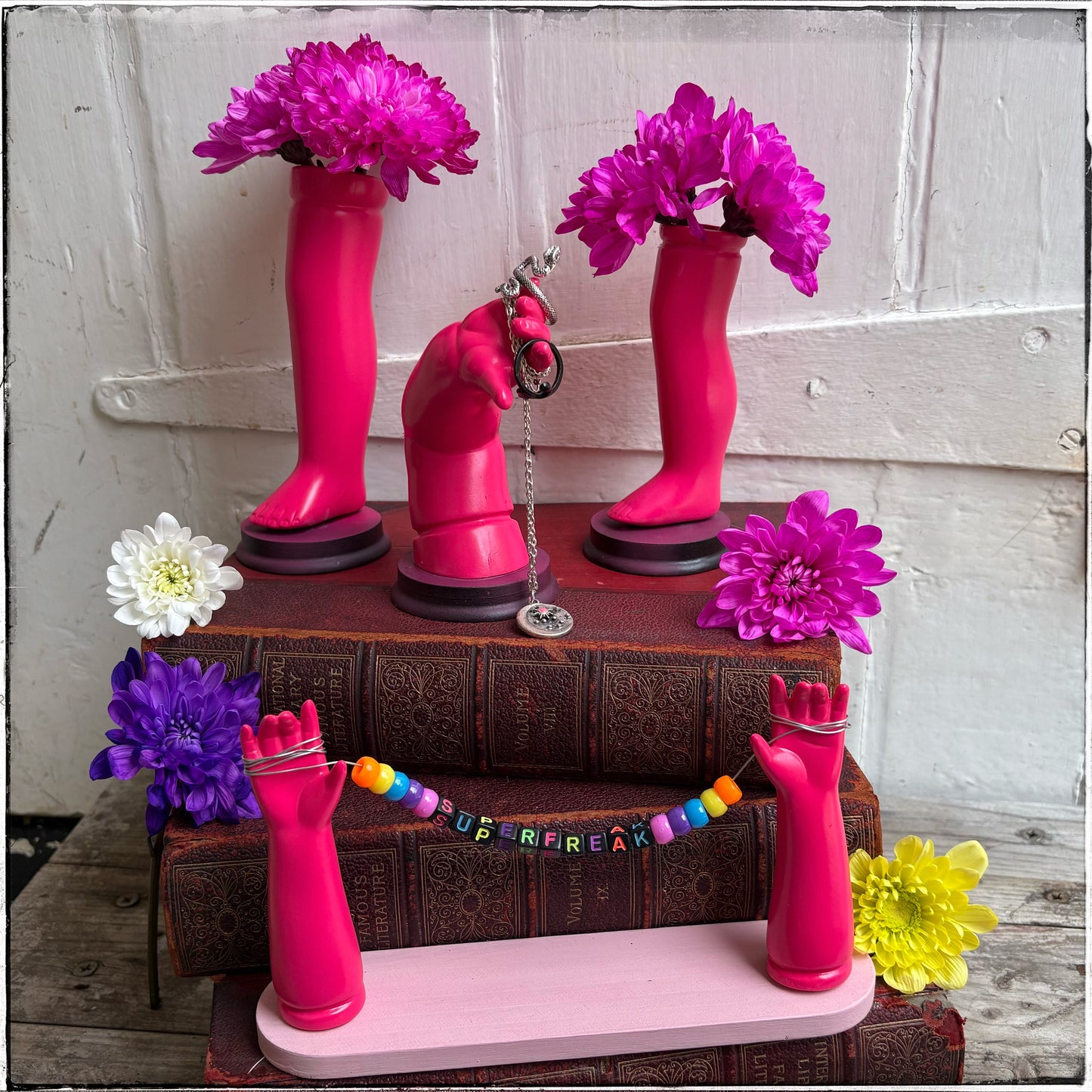 Large Doll Arm Jewellery Holder - Neon Pink